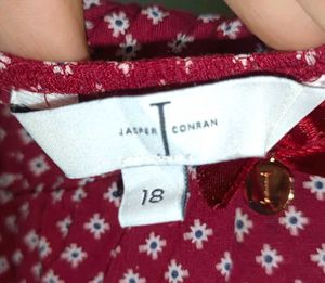 SALE - Jasper Conran Maroon Lace Trim Night Slip