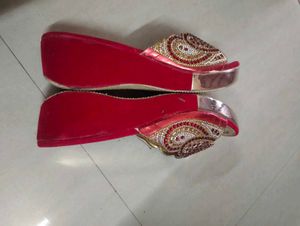 Embellished Red &amp; Gold Sandals - Size 11