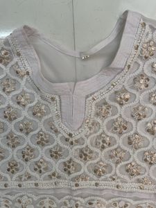 Festive Chikankari A-line Kurta with Belt