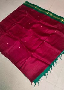 Green &amp;maroon Colour Pure Gadwal Saree