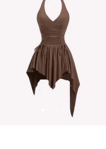 Brown Halter Mini Dress