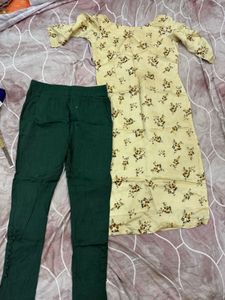 Boat Neck Kurti And Straight Pant Set