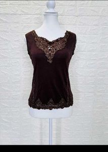 Brown Y2k Lacey Embellished Top Cami & Pinteresty