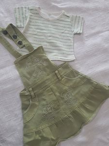 Gallace Frock Suit For Baby Girl Olive White Color