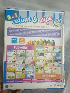 2-in-1 Colour &amp; Wipe Cards - Flowers &amp; Transport