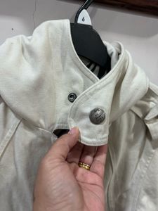 Cream Color Short Trench Coat Style