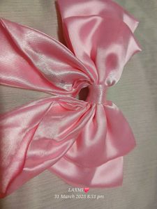 Creamy Baby Pink Satin Bow