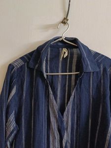 Navy Striped Wrap Top