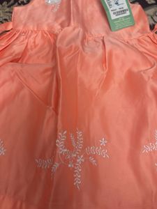 Cute Peach Dress with Floral Detail