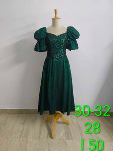 Vintage Emerald Green Puff Sleeve Dress