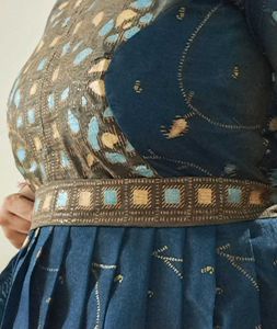 Blue Floral Print Midi Dress