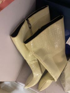 Y2k Pinteresty White Croc Leather Boots