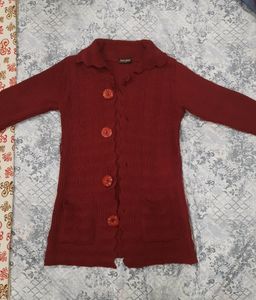 Wollen Maroon Long Sweater/Shrug
