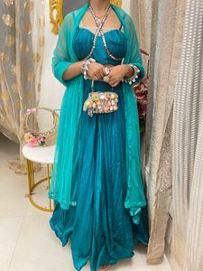 Teal Lehenga Choli with Dupatta