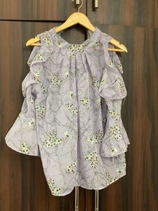 Floral Cold Shoulder Ruffle Top