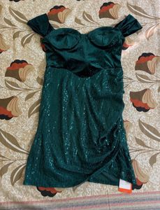 Green corset Sequin Mini Dress