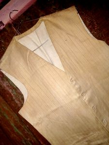 Nude Color With Brown Line  Nehru Coat