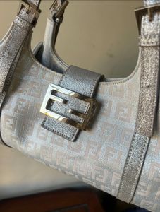 Vintage Fendi Metallic Canvas And Leather Bag