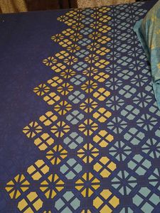 Blue Geometric Double Bedsheet with 2 Covers