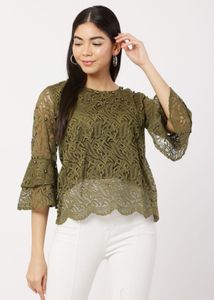 Olive Green Lace Blouse