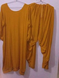 Mustard Yellow Embellish Salwar Kameez Cotton 3xl
