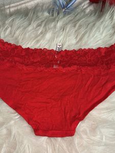 Red Lace Trim Panties