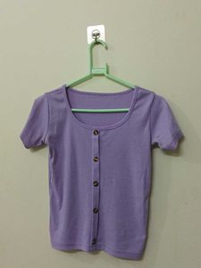 Cute Purple Button-Up Top