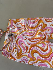 Retro Swirl Print Tie Pants