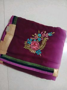 Georgette Embriodery Work Saree