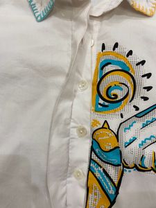 Boxy Digital Print Shirt with Hand Embroidery Coll