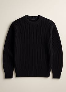 Classic Black Ribbed Knit Sweater