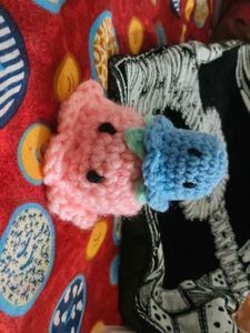 Cute Crochet Strawberry &amp; Blue Animal Charms
