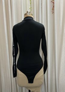 Shein Black Solid Collared Bodysuit( Women&#39;s)