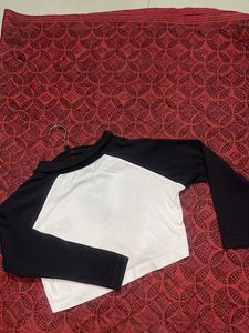 Grey &amp; White Long Sleeve Top