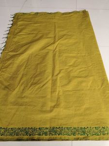 Olive Green Cotton saree