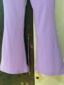 Purple Woven Ribbed Trouser