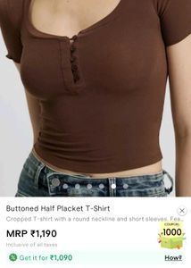 Brown Buttoned Tee