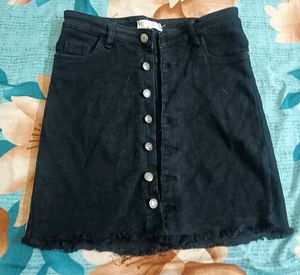 Button-Front Denim Skirt
