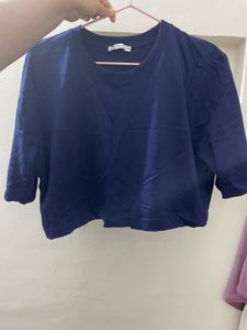 Navy Blue Zara Crop T-Shirt