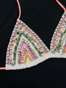 Victoria’s Secret Beaded Triangle Bikini Top