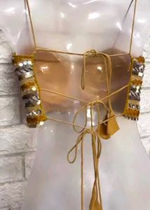 yellow thread work Blouse