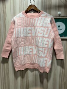 Evisu Womens Pink Rabbit Wool Sweater