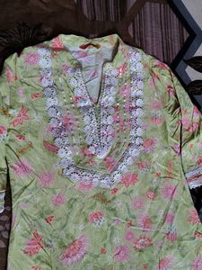 Pure Cotton Vishudh Lace Work Kurta Set