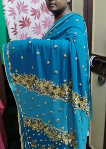 Green colour customise saree