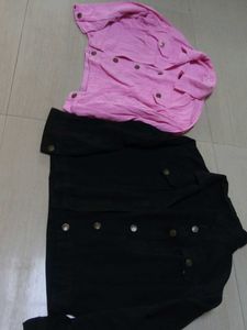 🧥 Pink & Black Trendy Cropped Jackets