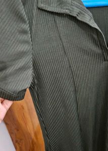 Olive Green Ribbed Dress