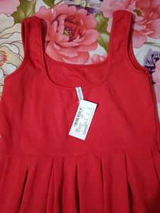 Red Sleeveless Skater Dress