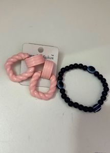Set Of 2 | KOREAN EARINGS & Evil Eye Bracelet 🧿