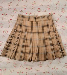 Pleated Brown Mini Skirt