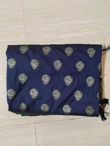 Elegant Navy Blue Saree With Bottle Green Blouse